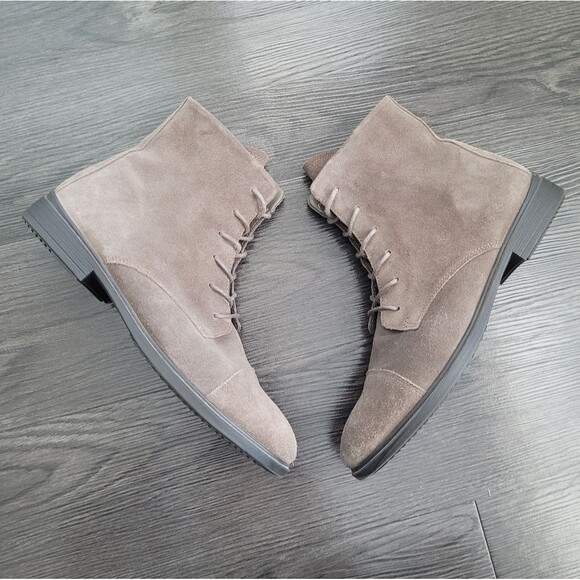 Ecco Taupe Suede Lace-Up Cap Toe Boots Men's 8 - Picture 3 of 6